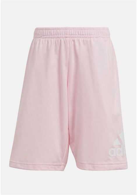 Pink and white girl's outfit Essentials logo tee and short ADIDAS PERFORMANCE | IQ4089.
