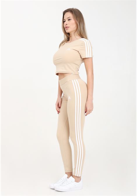Leggins da donna beige e bianchi loungwear 3 stripes ADIDAS PERFORMANCE | IR5346.