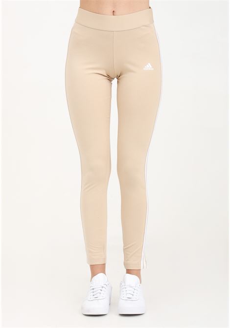 Leggins da donna beige e bianchi loungwear 3 stripes ADIDAS PERFORMANCE | Leggings | IR5346.