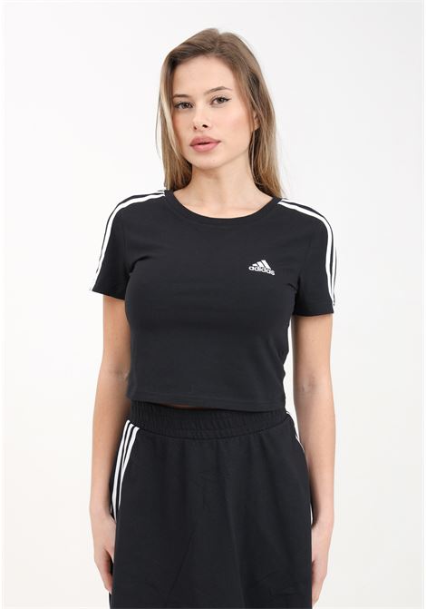 T-shirt da donna nera e bianca 3-stripes baby t ADIDAS PERFORMANCE | T-shirt | IR6111.
