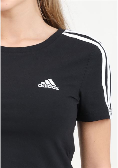 T-shirt da donna nera e bianca 3-stripes baby t ADIDAS PERFORMANCE | IR6111.