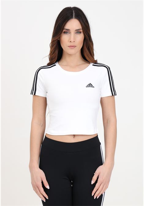 T-shirt da donna bianca e nera Essentials 3-stripes tee ADIDAS PERFORMANCE | IR6112.
