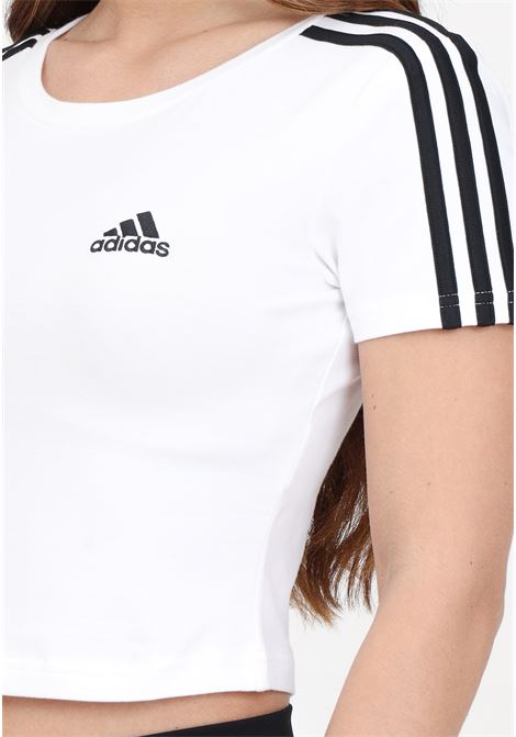 T-shirt da donna bianca e nera Essentials 3-stripes tee ADIDAS PERFORMANCE | IR6112.
