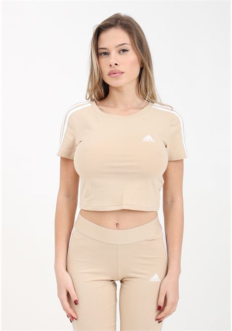 Beige and white 3-stripes baby t-shirt for women ADIDAS PERFORMANCE | IR6114.