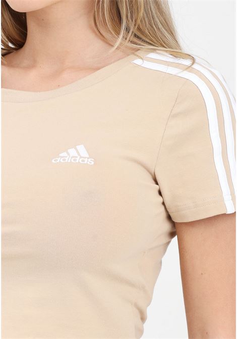 T-shirt da donna beige e bianca 3-stripes baby t ADIDAS PERFORMANCE | IR6114.