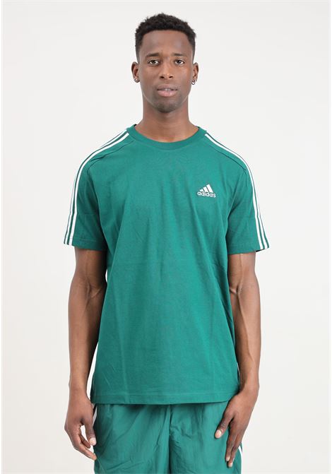 T-shirt da uomo verde Essentials single jersey 3-stripes ADIDAS PERFORMANCE | IS1333.
