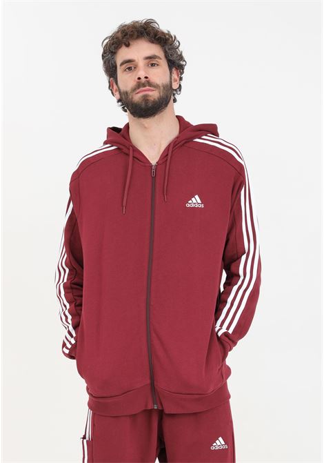 Essentials men's french terry 3-stripes red and white hoodie ADIDAS PERFORMANCE | IS1365.