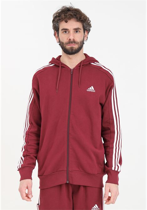 Essentials men's french terry 3-stripes red and white hoodie ADIDAS PERFORMANCE | Hoodie | IS1365.