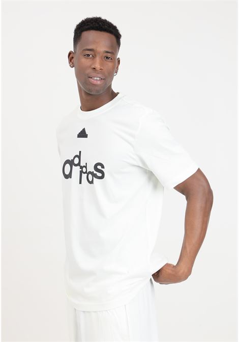 White graphic print fleece tee men's t-shirt ADIDAS PERFORMANCE | T-shirt | IS2010.
