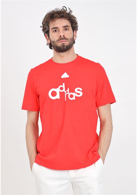 T-shirt da uomo rossa Graphic print fleece tee ADIDAS PERFORMANCE | IS2013.