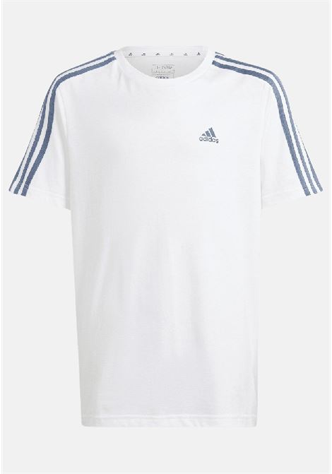 T-shirt bambino bambina bianca e blu 3 stripes ADIDAS PERFORMANCE | IS2628.