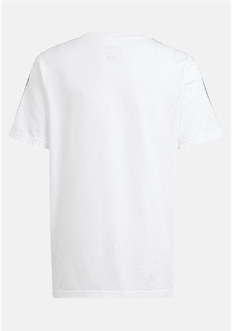 T-shirt bambino bambina bianca e blu 3 stripes ADIDAS PERFORMANCE | IS2628.
