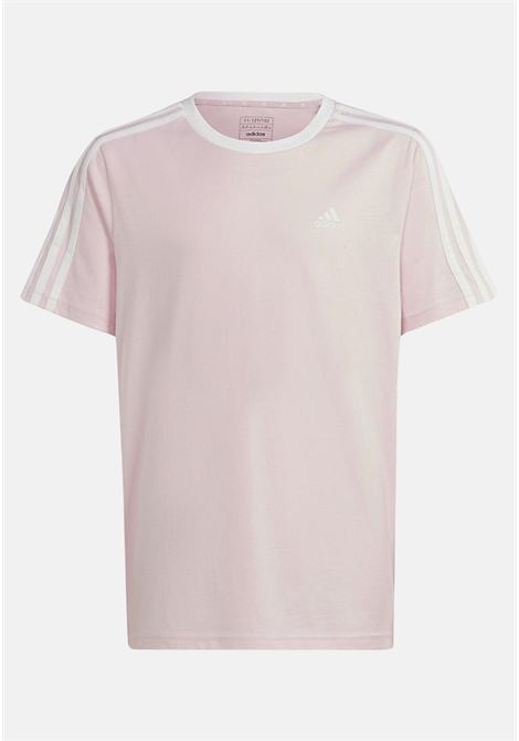 T-shirt da bambina rosa e bianca 3 stripes ADIDAS PERFORMANCE | T-shirt | IS2629.