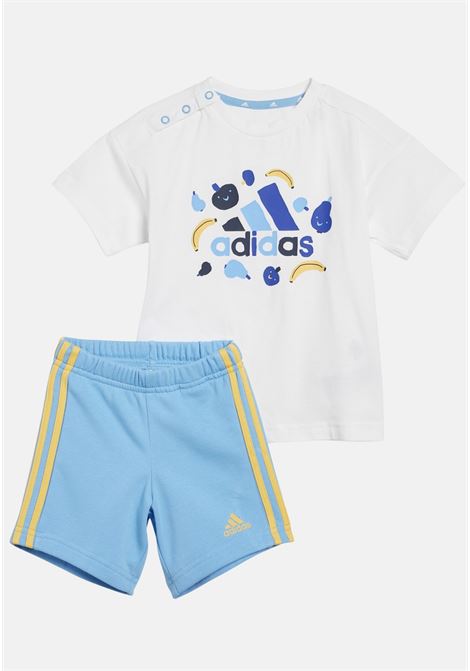 Essentials allover print baby outfit in white and light blue ADIDAS PERFORMANCE | IS2682.
