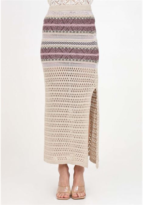 Multicolor women's long knitted skirt AKEP | GOKD05037.