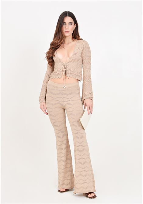 Sand lurex women's trousers AKEP | Pants | PTKD05052SABBIA