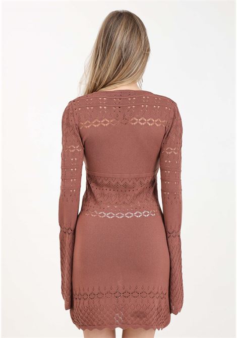 Short brown women's dress with logo detail AKEP | Dresses | VSKD05012MORO