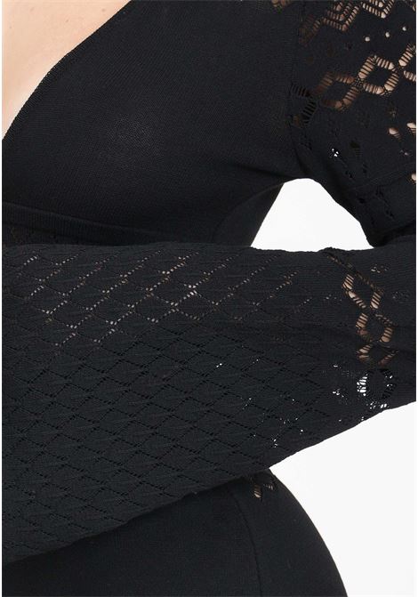 Short black women's dress with logo detail AKEP | Dresses | VSKD05012NERO