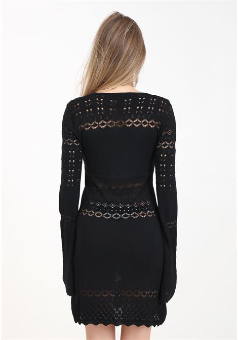 Short black women's dress with logo detail AKEP | Dresses | VSKD05012NERO