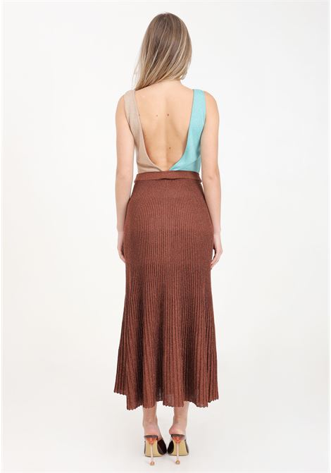 Long women's dress in viscose lurex with logo detail AKEP | Dresses | VSKD05017.