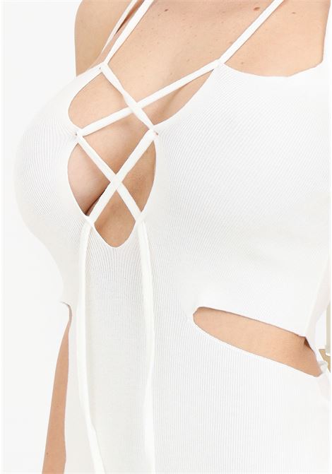 Women's cream-colored knitted midi dress AKEP | VSKD05081PANNA