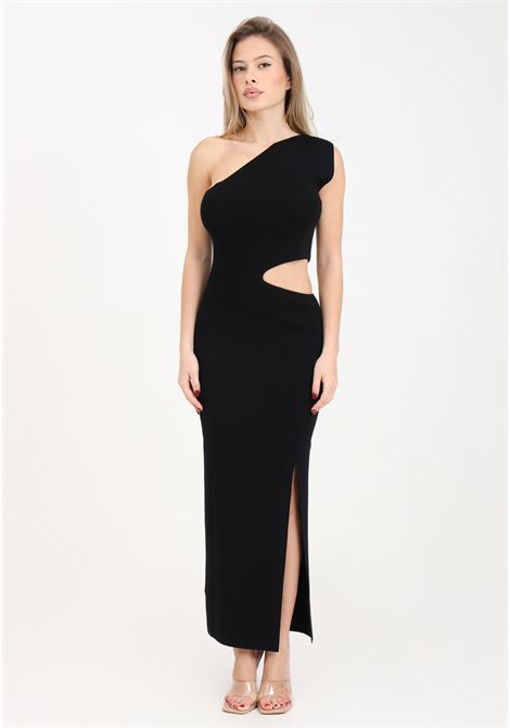 Long black one-shoulder women's dress AKEP | VSKD05082NERO