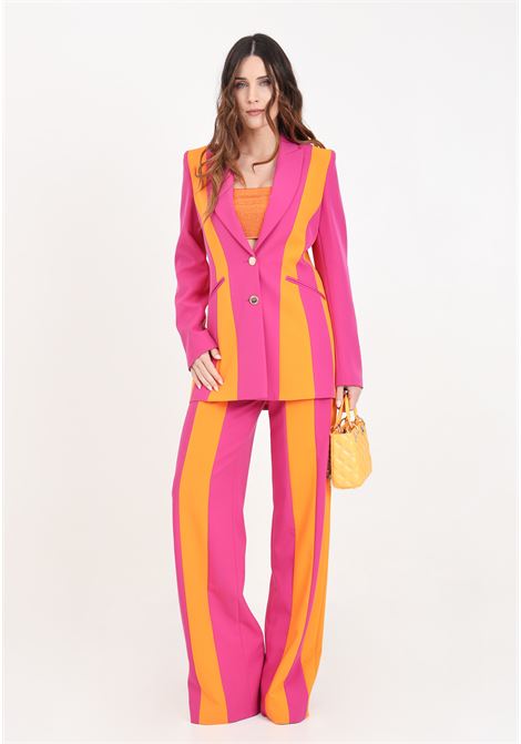 Pantaloni da donna arancioni e fucsia arancione e fucsia a strisce verticali ALMA SANCHEZ | PANTALONE PARIKARANCIONE-FUCSIA