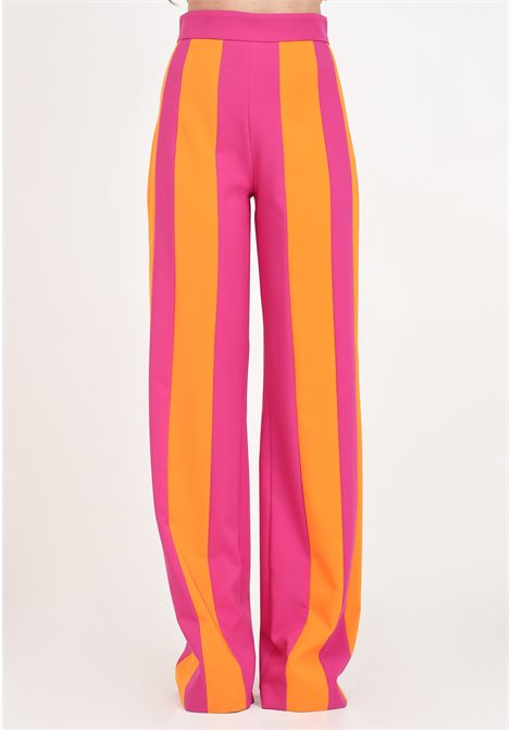 Orange and fuchsia women's trousers with vertical stripes ALMA SANCHEZ | Pants | PANTALONE PARIKARANCIONE-FUCSIA