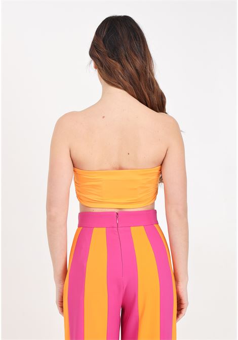 Apricot orange women's top with allover rhinestones ALMA SANCHEZ | TOP TEAALBICOCCA