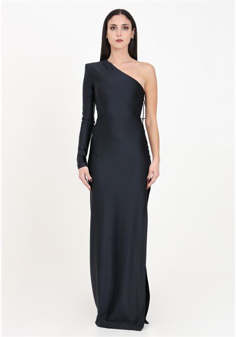 Long black one-shoulder women's dress with side weaving AMEN | Dresses | HMS24501009