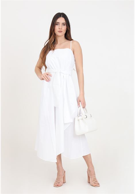Asymmetric white women's dress in poplin with bow ARMANI EXCHANGE | 3DYA28YN4RZ1000