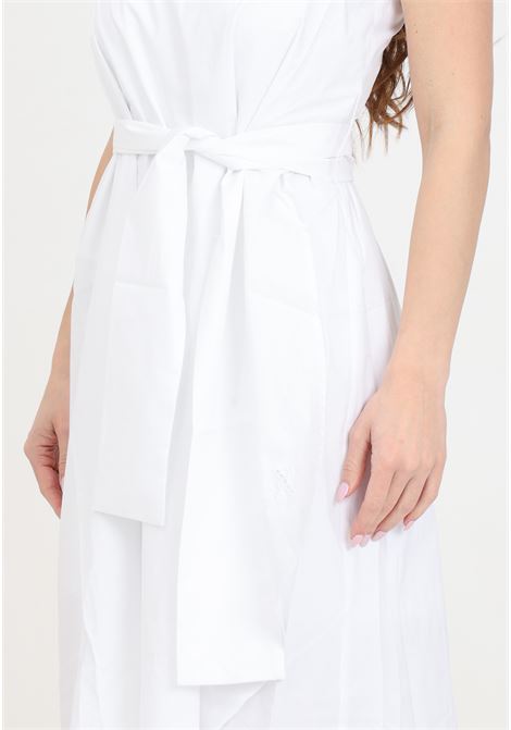 Asymmetric white women's dress in poplin with bow ARMANI EXCHANGE | 3DYA28YN4RZ1000