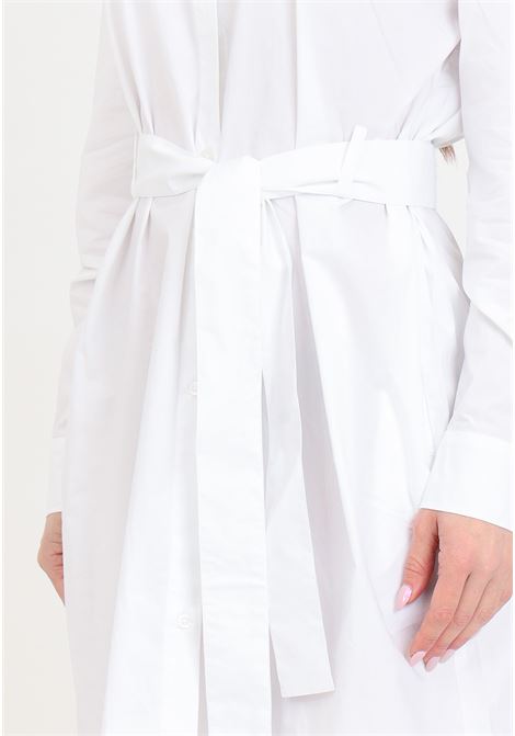 Short white women's pinafore dress in cotton poplin with belt ARMANI EXCHANGE | 3DYA32YN4RZ1000