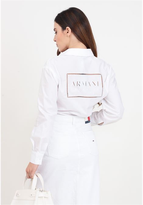 White slim fit women's shirt in cotton poplin ARMANI EXCHANGE | Shirt | 3DYC27YN4RZ1000