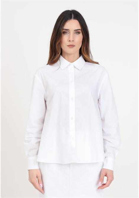 Camicia da donna bianca slim fit in popeline di cotone ARMANI EXCHANGE | 3DYC27YN4RZ1000