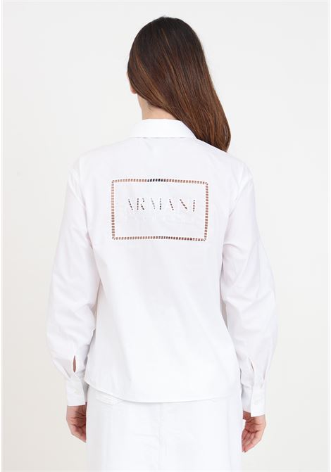Camicia da donna bianca slim fit in popeline di cotone ARMANI EXCHANGE | Camicie | 3DYC27YN4RZ1000