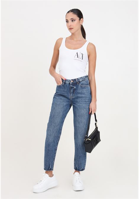 Women's indigo denim boyfriend cropped jeans ARMANI EXCHANGE | 3DYJ16Y16EZ1500