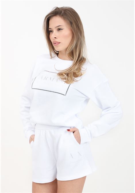White women's sweatshirt with perforated logo embroidery ARMANI EXCHANGE | Hoodie | 3DYM71YJFDZ1000