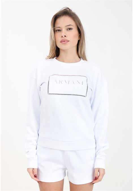 White women's sweatshirt with perforated logo embroidery ARMANI EXCHANGE | 3DYM71YJFDZ1000