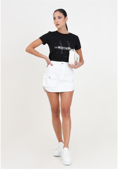 Women's white miniskirt in bull denim with maxi pocket ARMANI EXCHANGE | Skirts | 3DYN49Y15MZ0104
