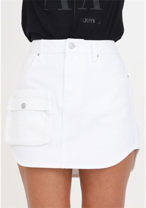 Women's white miniskirt in bull denim with maxi pocket ARMANI EXCHANGE | 3DYN49Y15MZ0104