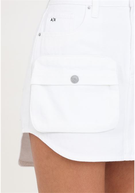 Minigonna bianca donna in bull denim con maxi tasca ARMANI EXCHANGE | Gonne | 3DYN49Y15MZ0104