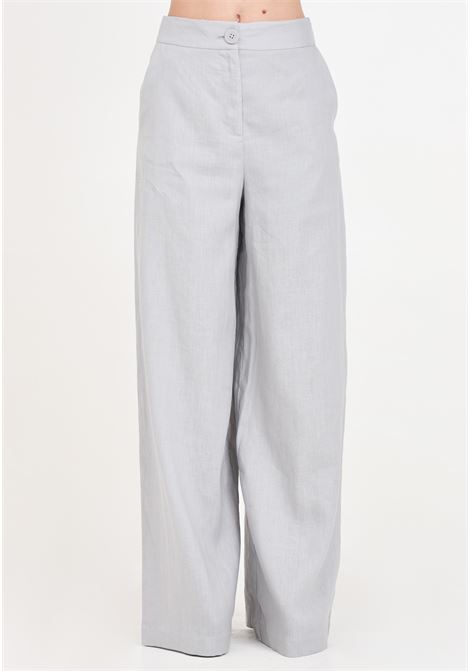Gray women's palazzo trousers in linen and cotton ARMANI EXCHANGE | Pants | 3DYP13YN1RZ1995