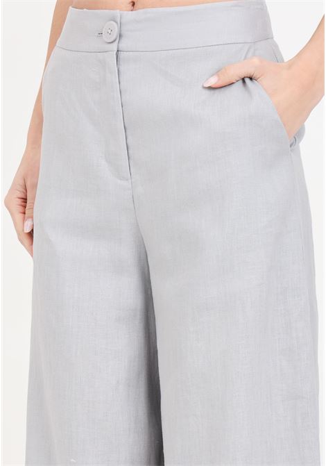 Gray women's palazzo trousers in linen and cotton ARMANI EXCHANGE | Pants | 3DYP13YN1RZ1995
