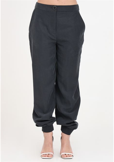 Regular fit black women's trousers in washed and sandblasted fabric ARMANI EXCHANGE | 3DYP47YN3TZ1200