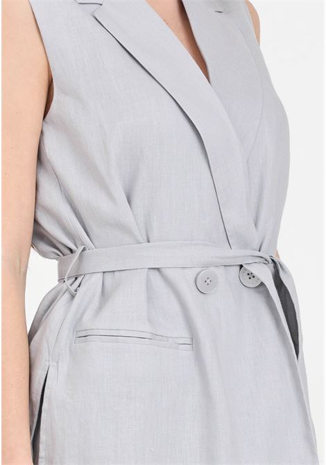 Gray double-breasted women's waistcoat in linen and cotton canvas ARMANI EXCHANGE | 3DYQ12YN1RZ1995