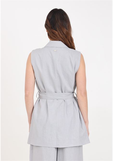 Gray double-breasted women's waistcoat in linen and cotton canvas ARMANI EXCHANGE | Vests | 3DYQ12YN1RZ1995