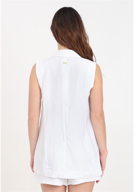 White single-breasted women's waistcoat in satin jacquard fabric ARMANI EXCHANGE | Vests | 3DYQ39YN9RZ1000