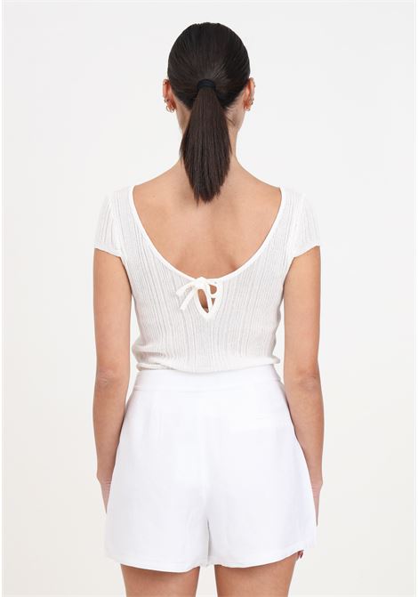 Shorts da donna bianchi in tessuto jacquard satinato ARMANI EXCHANGE | Shorts | 3DYS66YN9RZ100