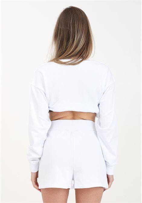 Shorts da donna bianchi con ricamo logo trama forata ARMANI EXCHANGE | Shorts | 3DYS71YJFDZ1000